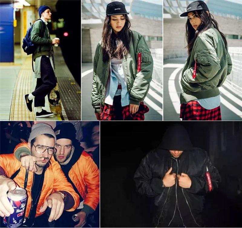 American Style Thickened Baseball Uniform Autumn Winter Army Green MA-1 Bomber Jacket Plus Size Stand Collar Work Jacket For Men