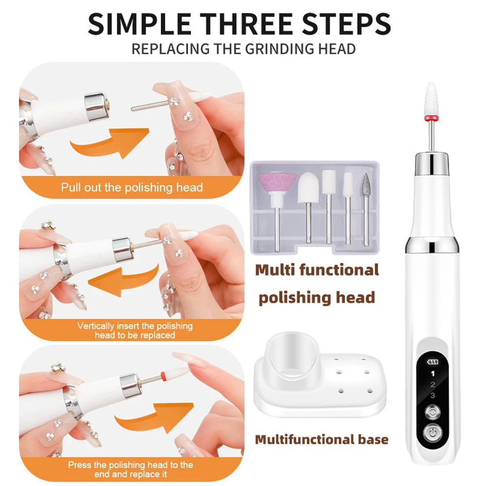 Professional Electric Nail Drill Machine 15000RPM Portable Manicure Pedicure Set for Acrylic Gel Nails New Nail File Tool