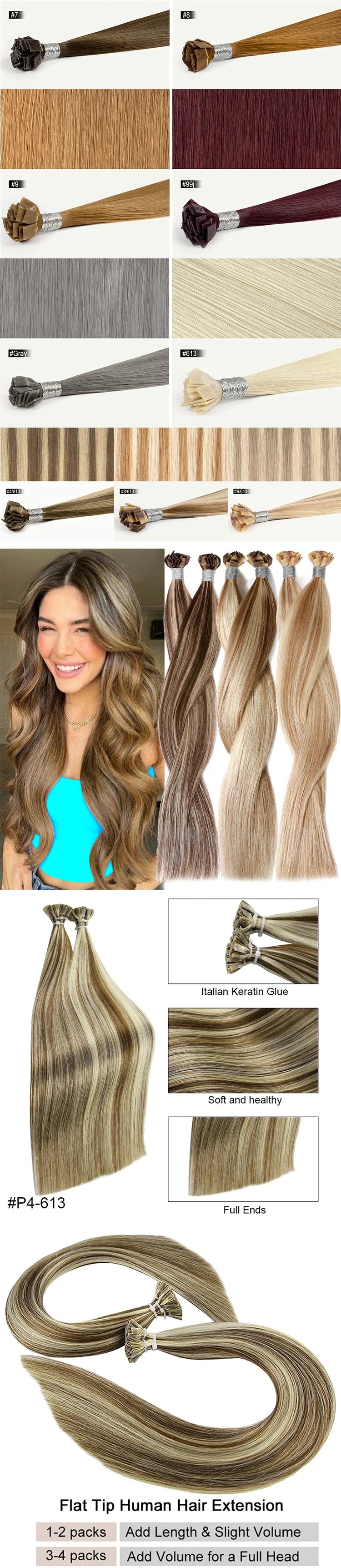 Remy Hair 1g/s 18-28 inch Real Remy Flat Tip Human Hair Extension Silky Straight Dark Brown Pre Bonded Keratin Fusion Hair