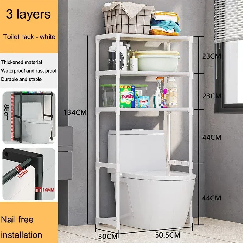 Washing Machine Shelf Multilayer Perforation-Free Shelf Space-saving Above The Toilet Toilet Storage Racks Floor Standing Holder