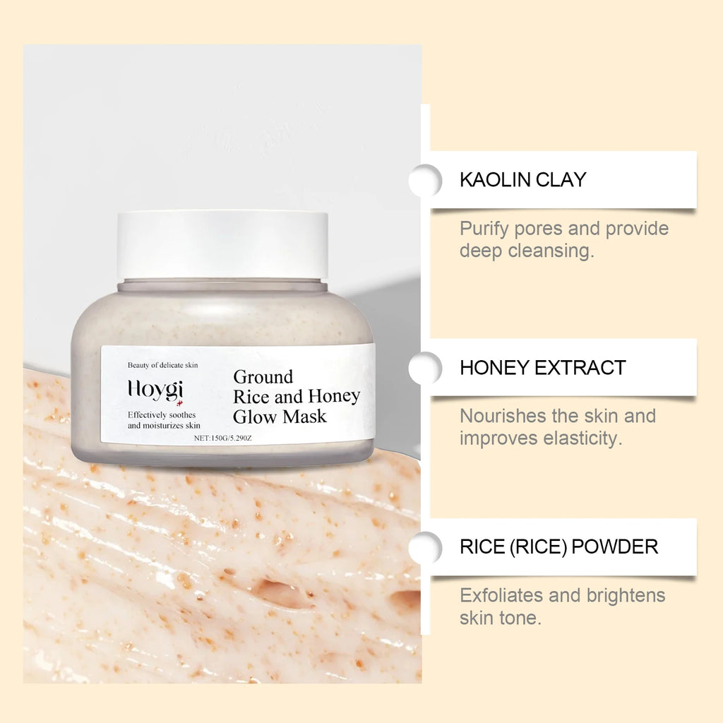 Rice&Honey Moisturizing&Brightening Mask, Dual Glow,Hydrolyzed Rice Protein Skin Barrier,Pore Minimizing & Refining,Deep Moisture Injection with Glycerin,Non Drying Clay,Gentle Exfoliation For Smooth Texture,Vegan&Cruelty Fre
