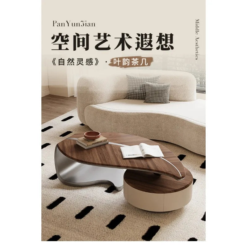 Light luxury solid wood leaf coffee table living room home antique special-shaped coffee table