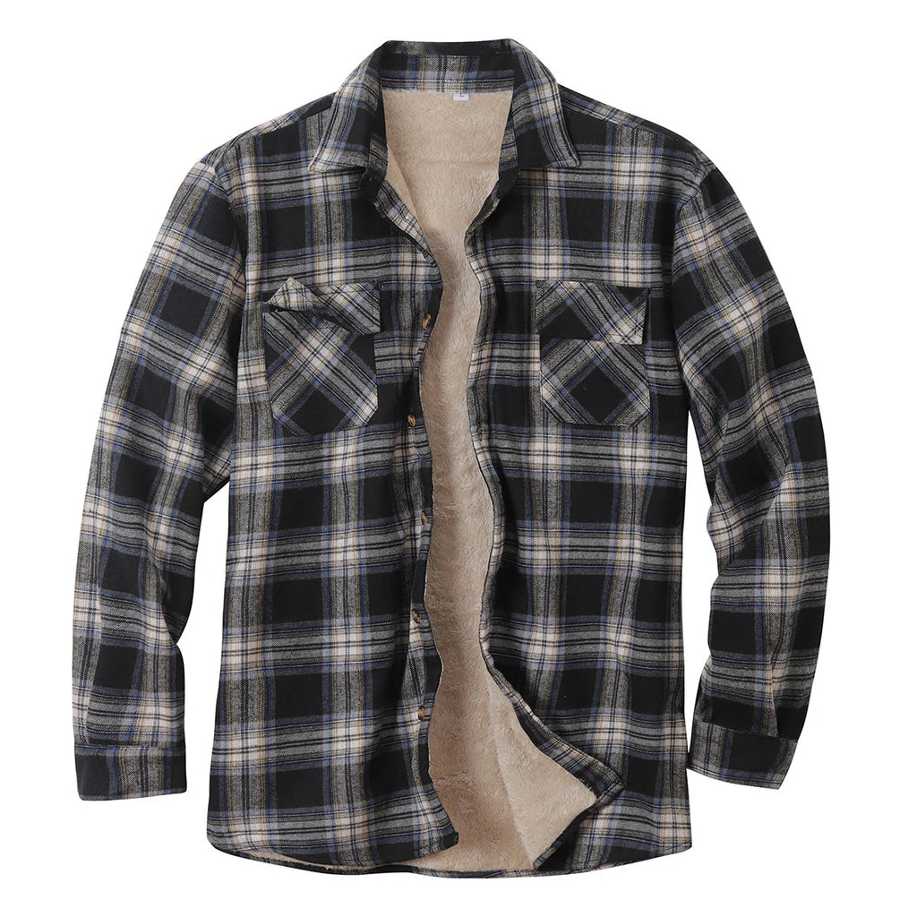 Quality Mens Plaid Flannel Shirts Thick Jacket Quilted Lined Long Sleeve Winter Shirt Cotton Coat with Pockets camisas de hombre