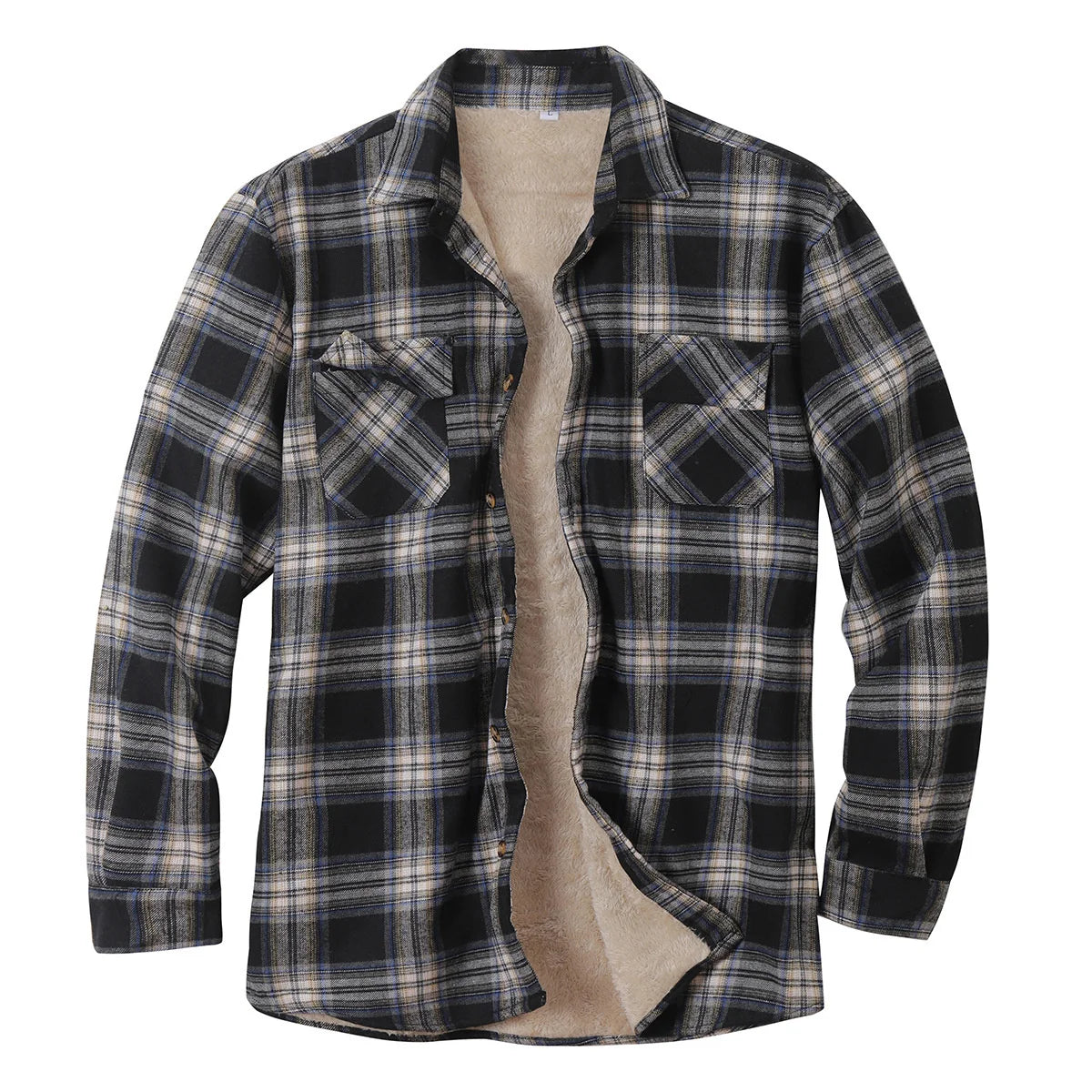 Quality Mens Plaid Flannel Shirts Thick Jacket Quilted Lined Long Sleeve Winter Shirt Cotton Coat with Pockets camisas de hombre