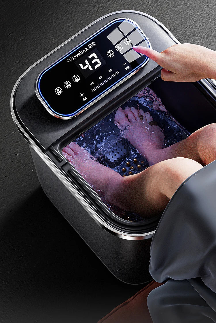 Electric Foot Bath Bucket Vibration Sterilization Foot Spa Bubbles Footbath Machine for Relieve Pressure Relaxation Foot Massage