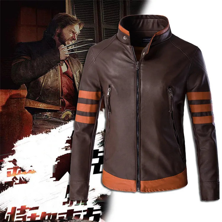 High-end Brand Men's Zipper Leather Jacket Wolverine Casual PU Leather Locomotive Coat Logan Bomber Jacket Slim Coats Size M-5XL