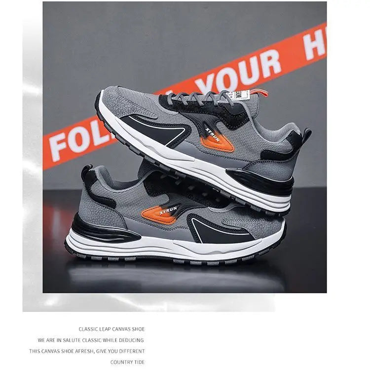 Men's Shoes New Fashion Sports Comfortable Breathable Casual Outdoor Mesh Sneakers Trending Lace-Up Thick Sole Casual Shoes