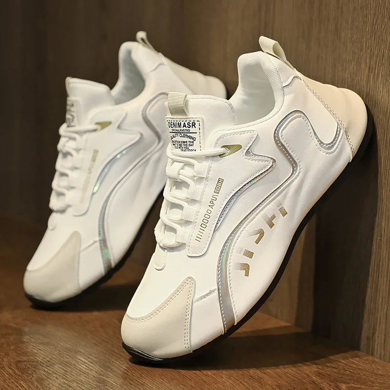 Men's PU Leather Waterproof Sneakers Casual Sports Shoes Mens Lightweight Breathable Flat Non-slip Tenis Shoes Zapatillas Hombre