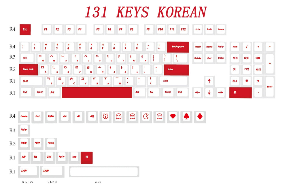 White Frog Korean Keycap Mist Pc Transparent Light Cherry 154/131 Key2.25/2.75/7U Space Bar Retro Red L Shape Enter Key Keycaps