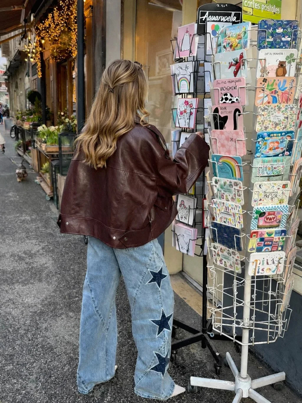 Women Blue Wide Leg Jeans Lady High Waist Star Patchwork Denim Pants Loose Fit Straight Leg Trousers 2026 New Casual Street Wear
