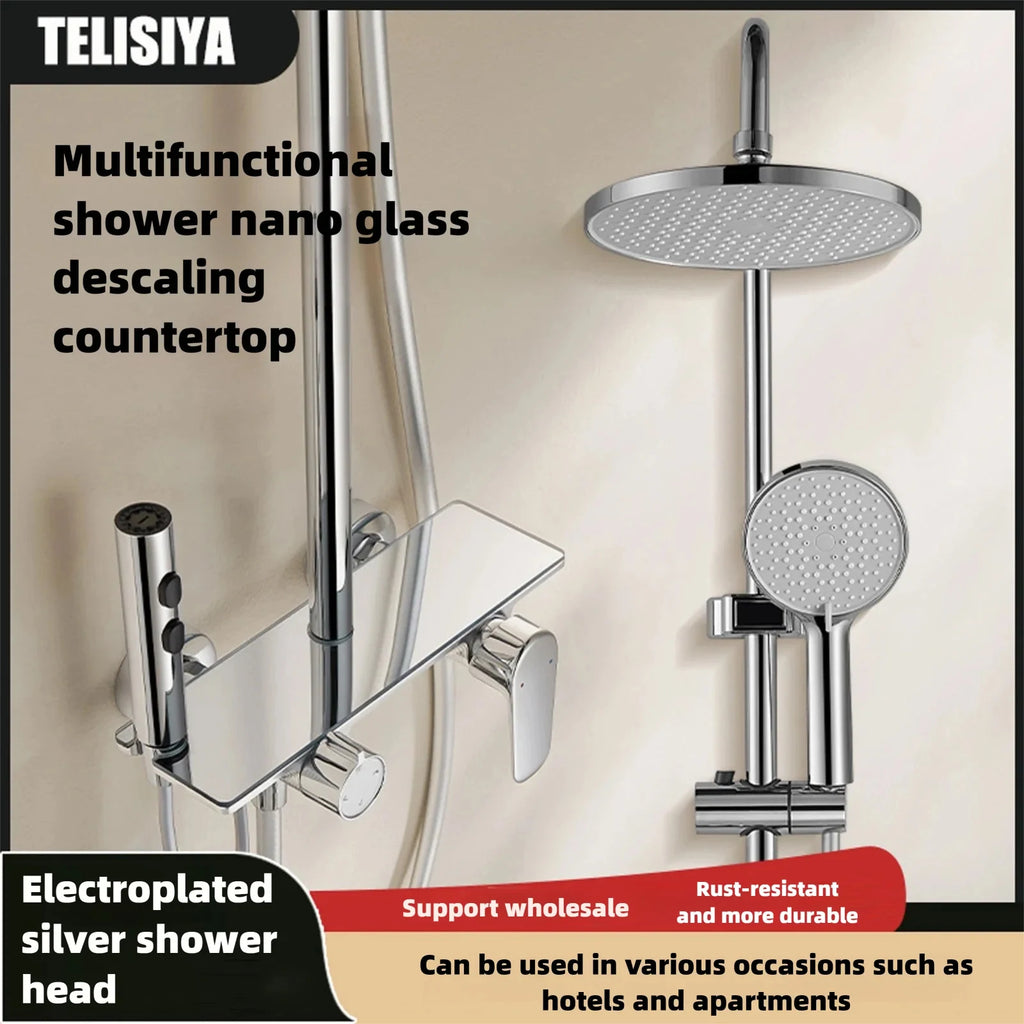 Silver Bathroom Shower Set Rainfall Shower Faucet Set Apartment Hotels Household Aluminum Gray Bathtub Showers