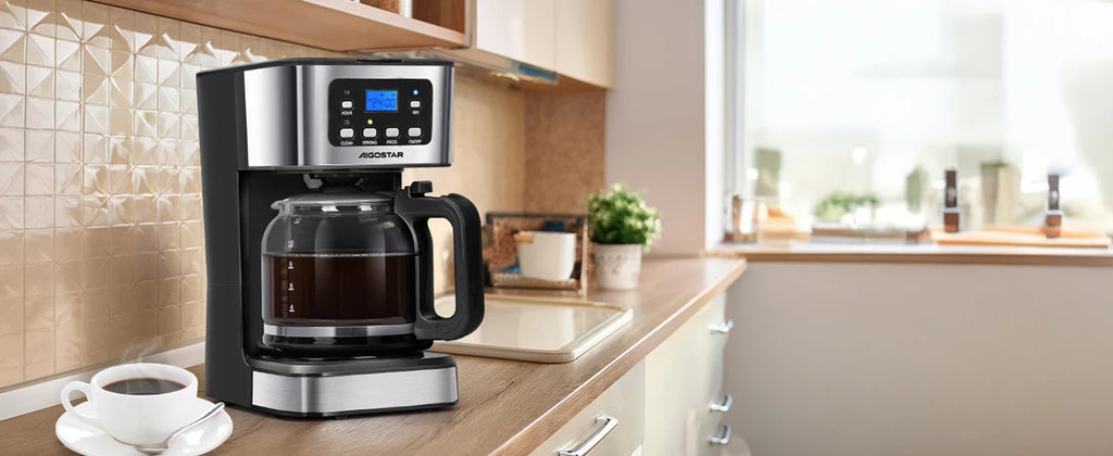 Electric Drip Coffee Maker, with Reusable Filter, Lcd Screen, 24-Hour Programmable, Self-Cleaning, 12-Cup Capacity, 950W