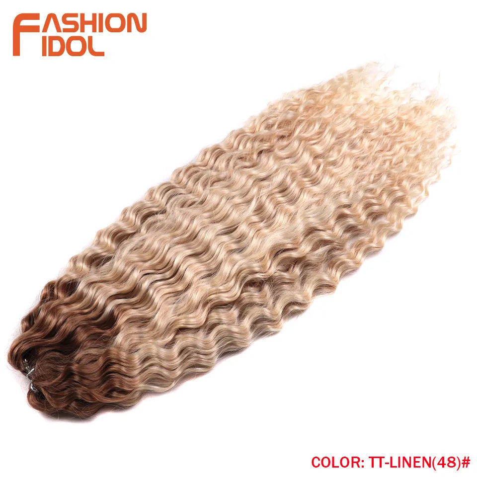 FASHION IDOL 24 Inch Ariel Hair Synthetic Crochet Curly Hair Water Wave Braid Hair Ombre Pink Deep Wave Braiding Hair Extensions