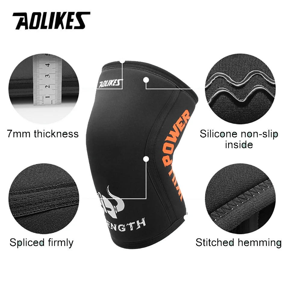 AOLIKES 7mm Compression Knee Sleeves for Weightlifting Support, Powerlifting Strength, Heavy Squats, Cross Training, Gym Fitness