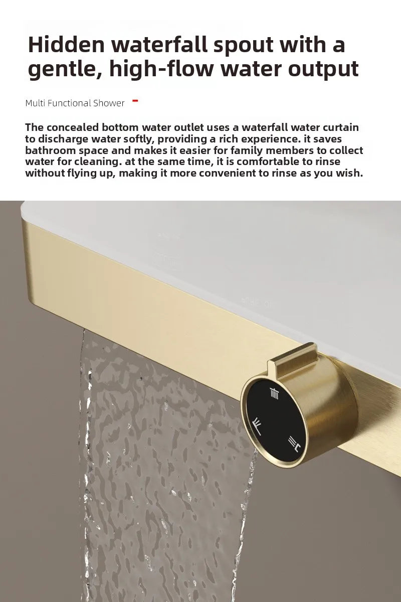 Hotel Grade All Copper Waterway Shower Set Hot Cold Multifunction Pressure Shower Head Storage Shelf Copper Shower Set Bathroom