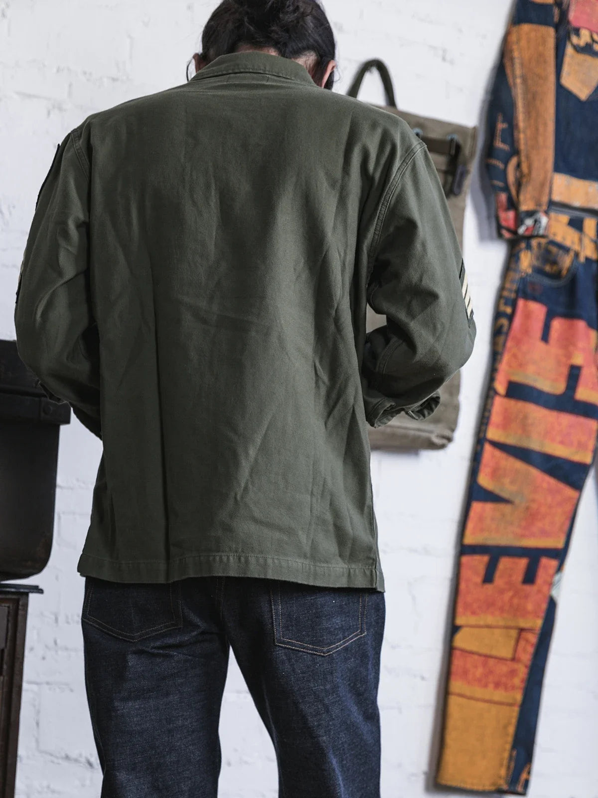 NON STOCK OG-107 Vietnam War Long Sleeve Shirt Cotton Satin Military Style Overshirt