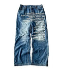 Vintage Letter Printed Women's Men's Jeans Y2k Harajuku Washed Wide Leg Jeans Loose Hip Hop Street Style Casual Mopping Pants