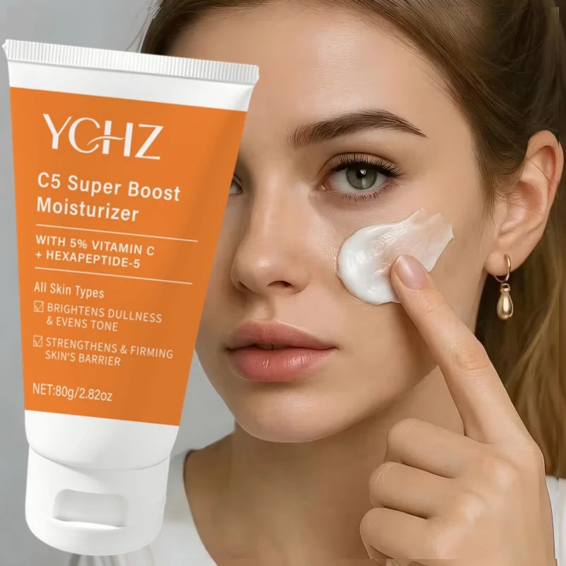 Vitamin C Brightening Cream (Containing Hyaluronic Acid, Collagen, and Niacinamide) — Brightens Skin Tone, Visibly Evens Out Skin Tone, Deeply Hydrates, Is Refreshing and Non-Greasy, Absorbs Quickly, Suitable for All Skin T