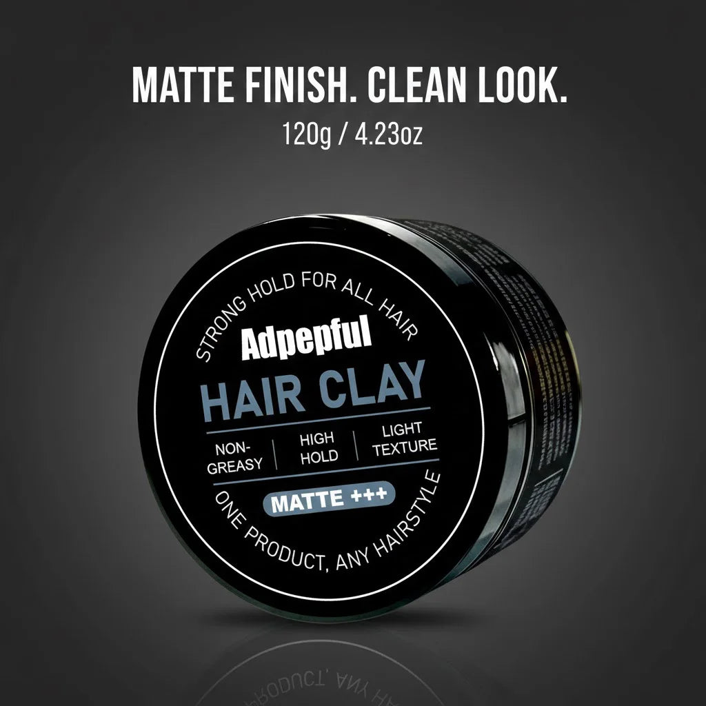Adglamful Matte Styling Clay 120g Strong Hold Texturizing Non Greasy Low Shine Hair Mud for Modern Men Look