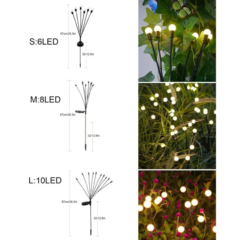 Solar Firefly Garden Lights Waterproof Outdoor LED Pathway Lights for Lawn Yard Landscape Decoration
