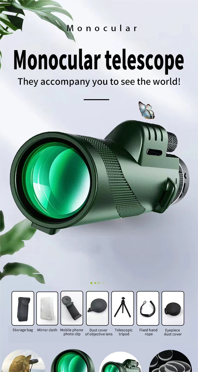 80x100 Portable Zoom HD 5000M Telescope Folding Long Distance Mini Powerful Telescope for Hunting Sports Outdoor Camping Travel