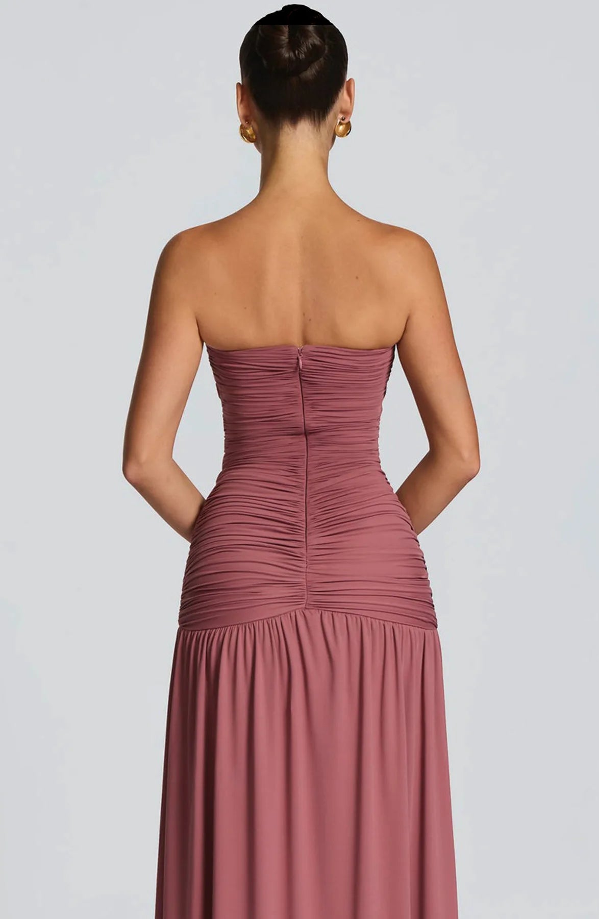 Elegant Lady Solid Maxi Dress Sleeveless Off Shoulder Deep V-neck High Split Pleated Satin Gown 2026 Women New Dinner Party Wear