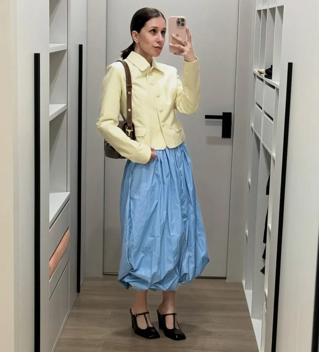 Tuularose Loose Solid Leg-Length Pants For Women Pleated High Waist 2025 Summer Female Fashion Office Lady Casual Bloomer Pants