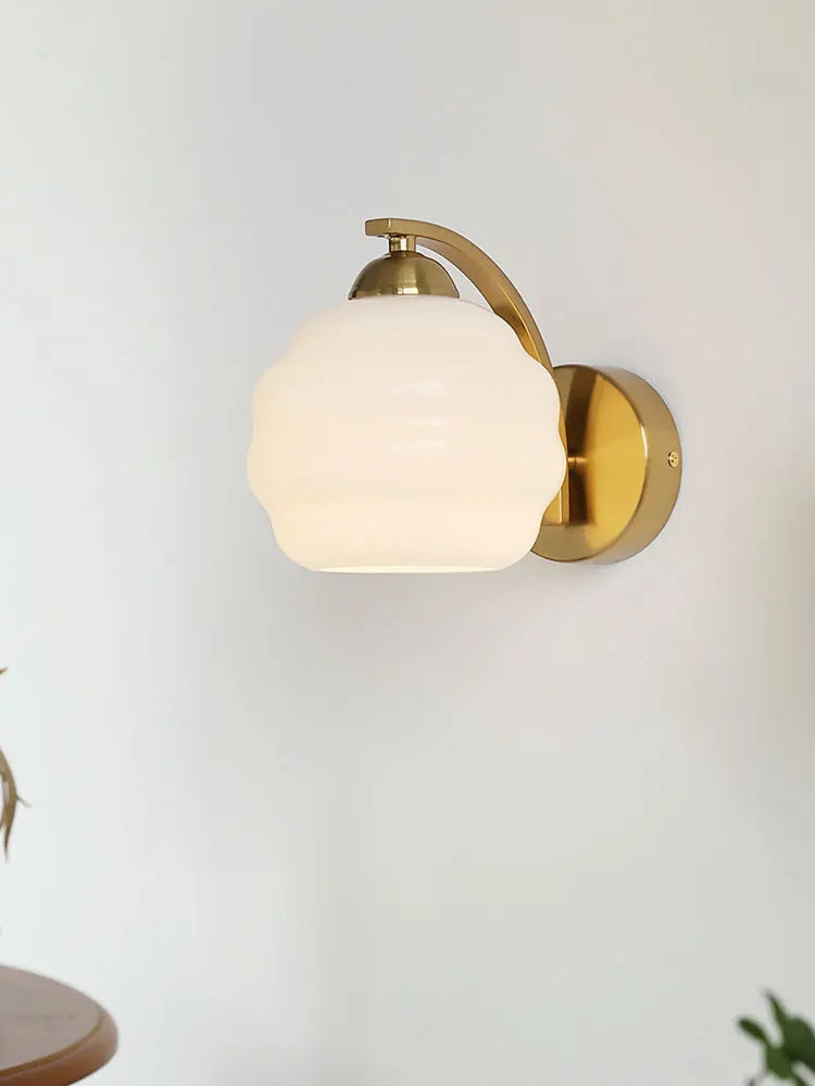 IWHD Milky Glass Ball LED Wall Lamp Sconce Iron Wrount Bedroom Living Room Bathroom Mirror Light Nordic Modern Wandlamp Applique