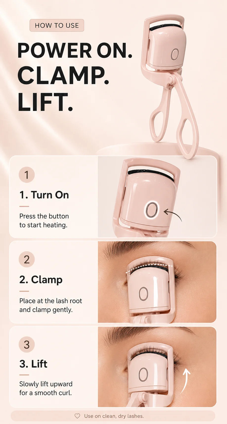 Electric Lash Curler for Women USB Rechargeable Heated Eyelash Styling Device Portable Beauty Tool for Eye Makeup