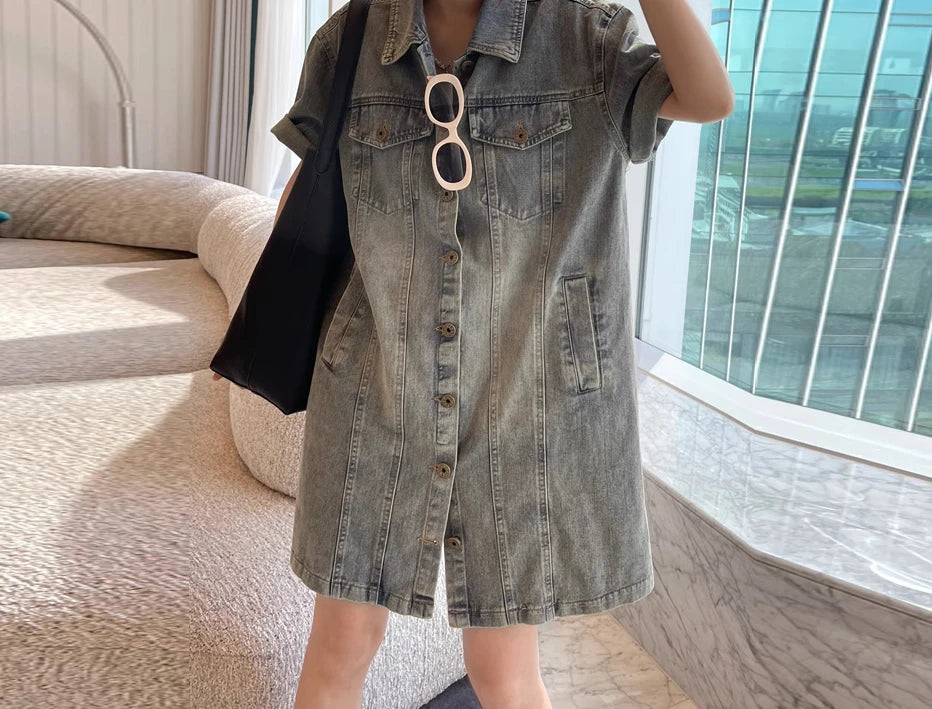 Retro Denim Dress Women's Summer 2026 New Loose and Thin Versatile Straight Skirt