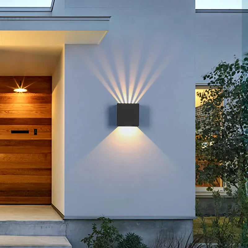 Modern Outdoor Wall Light Decoration Sconces Waterproof Balcony LED Lighting Fixture Black Sqaure Up Down Light Adjustable Angle