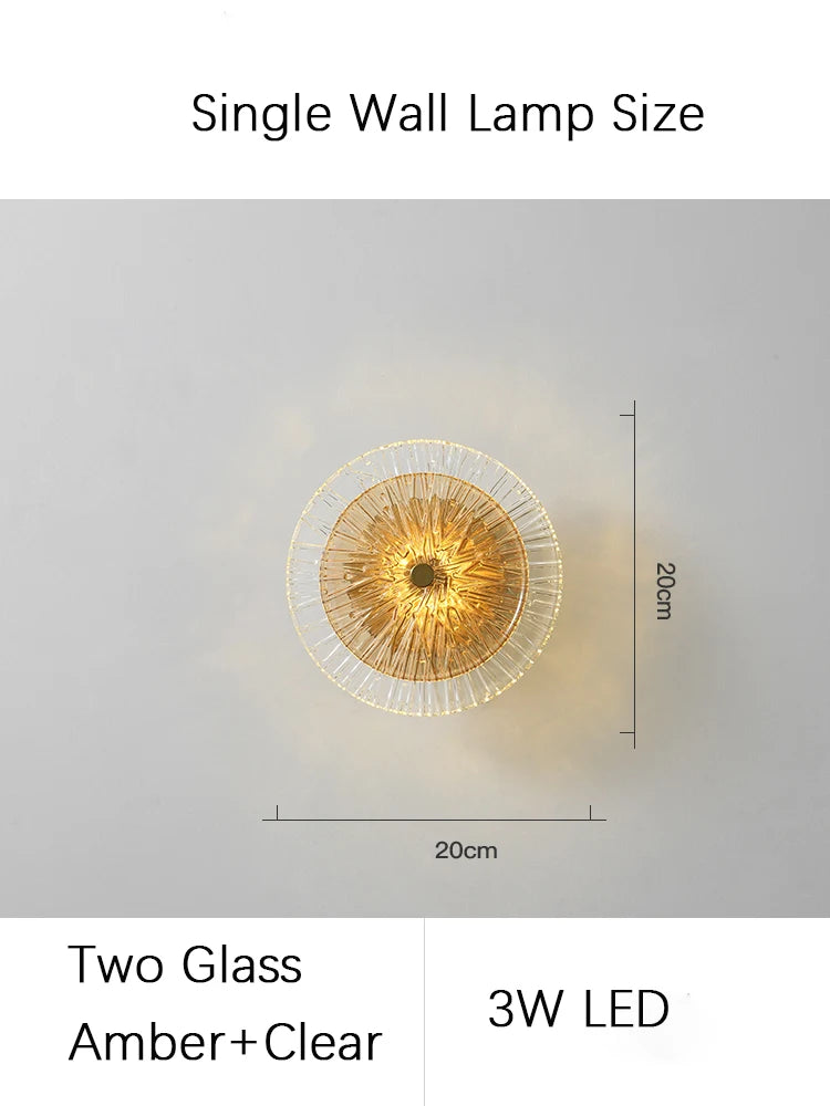 Modern Light Luxury Circular Art Glass Wall Lamp Minimalist Designer Creative Lighting for Bedroom Hallway Living Room Decor