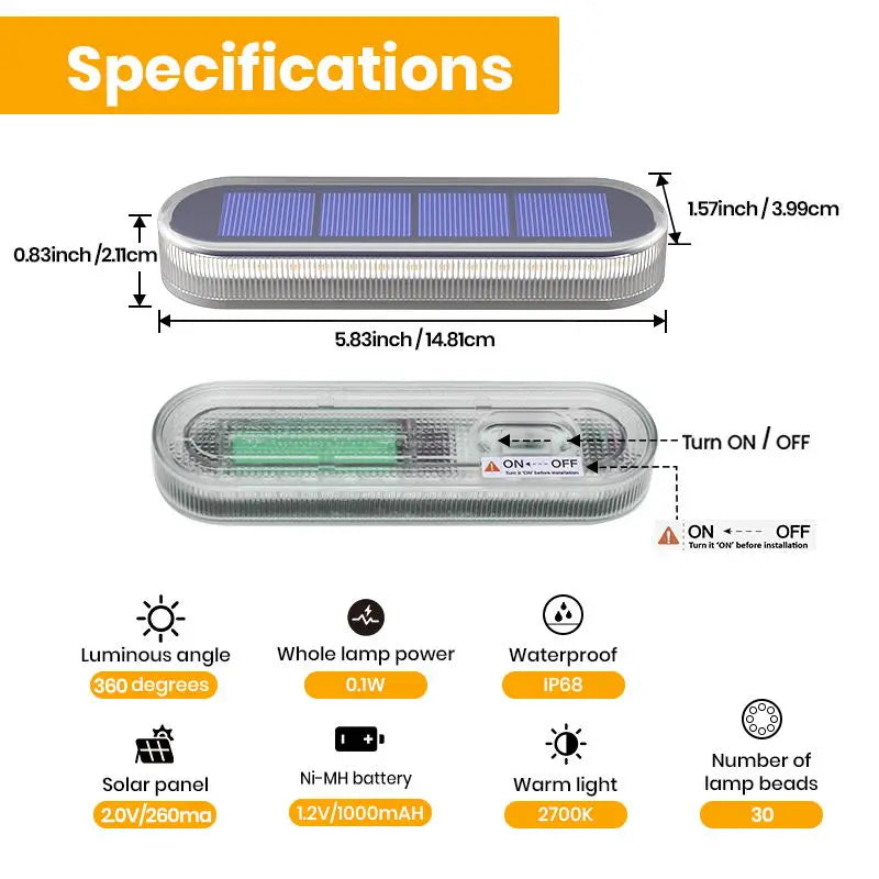LED Solar Deck Lights Stair Light Outdoor IP68 Waterproof Solar Light With Lens Anti-theft Design Decor Lighting For Garden Deck