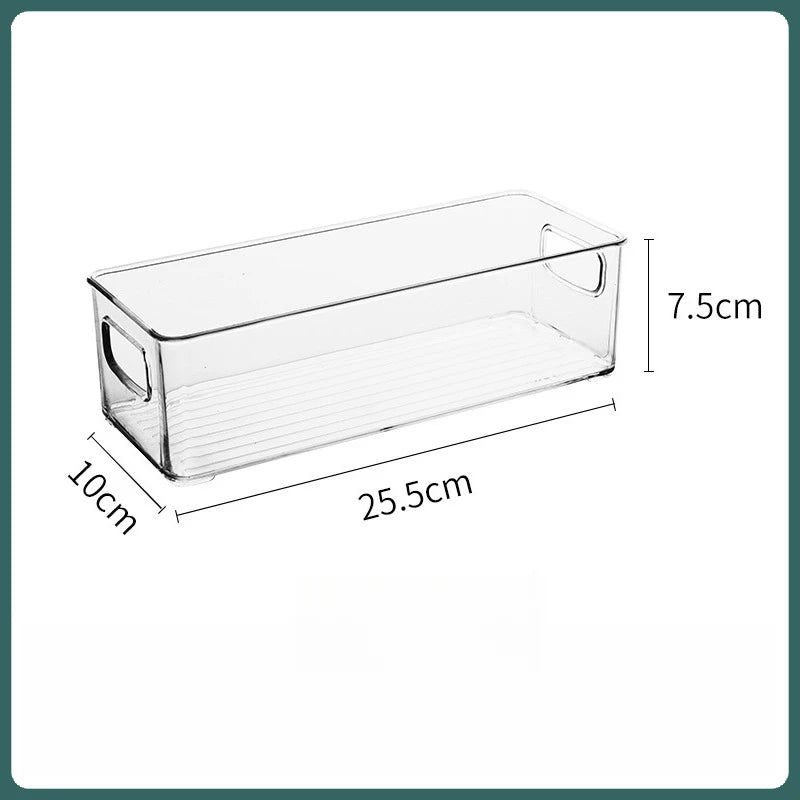 1/2/3Pcs Clear Pantry Storage Bins with Handles ，Stackable Refrigerator Organizer， Organizer Bins for Cabinets or Fridge