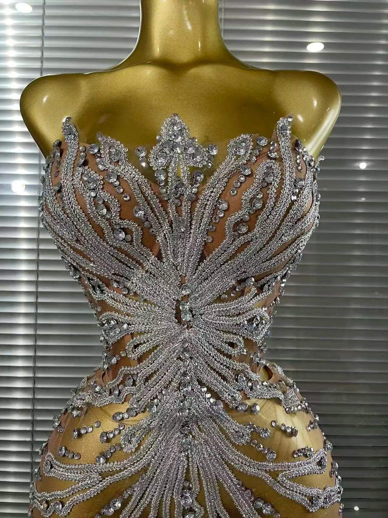 Shining Sequins Women Sexy Strapless Mesh See Through Bodycon Mini Dress Nightclub Party Celebrate Birthday Stage Wear