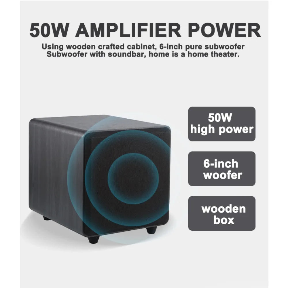 39.5 TV speaker with subwoofer 2.1 soundbar for TV coaxial/optical/card, with EQ adjustable surround sound