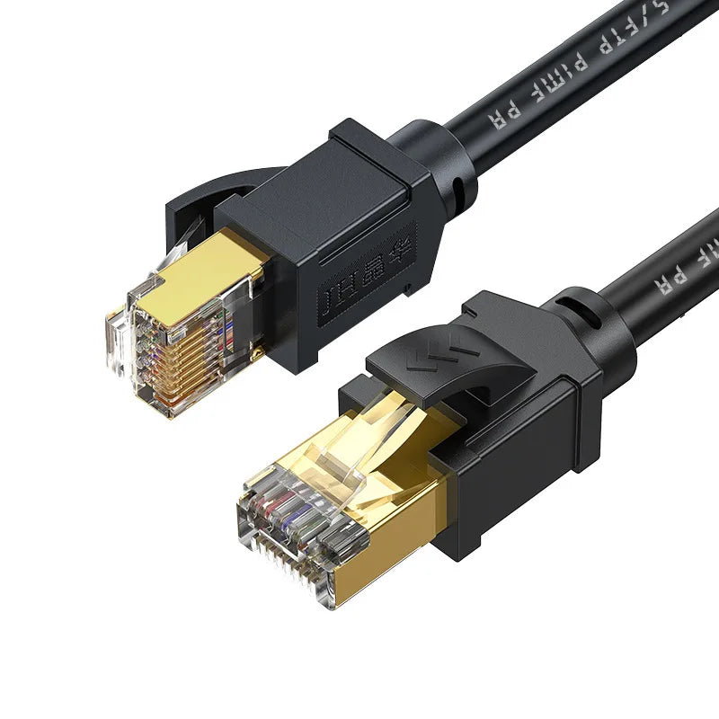CAT8 Network Cable 40Gbps Ethernet Wire Double Shield 26AWG Thicker Pure Copper Jumper Line RJ45 Broardband PC Computer Lan Cord