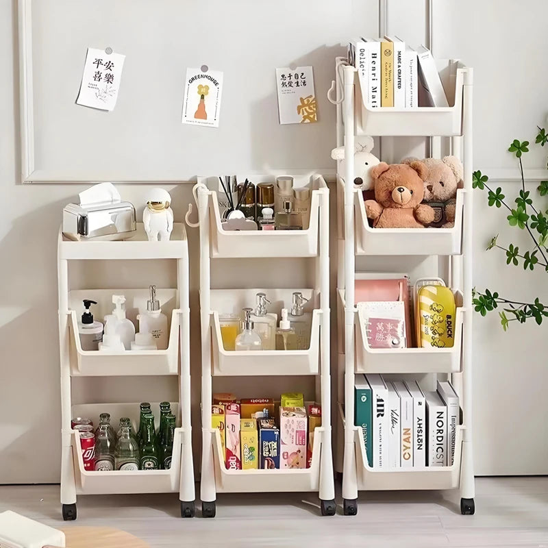 Kitchen Organizer Storage Rack Mobile Snack Toy Trolley Desk Side Book Shelf Rack Wheels