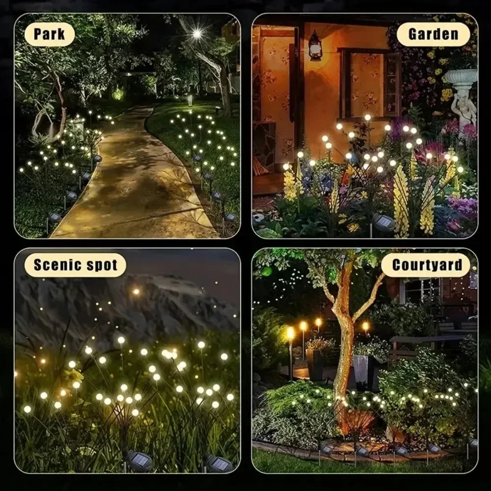 Solar Firefly Garden Lights Waterproof Outdoor LED Pathway Lights for Lawn Yard Landscape Decoration