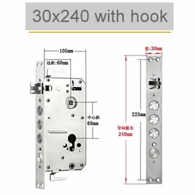6068 304 Stainless Steel Security Door Lock Body Internal Gear Structure Anti Stuck for Smart Fingerprint Lock