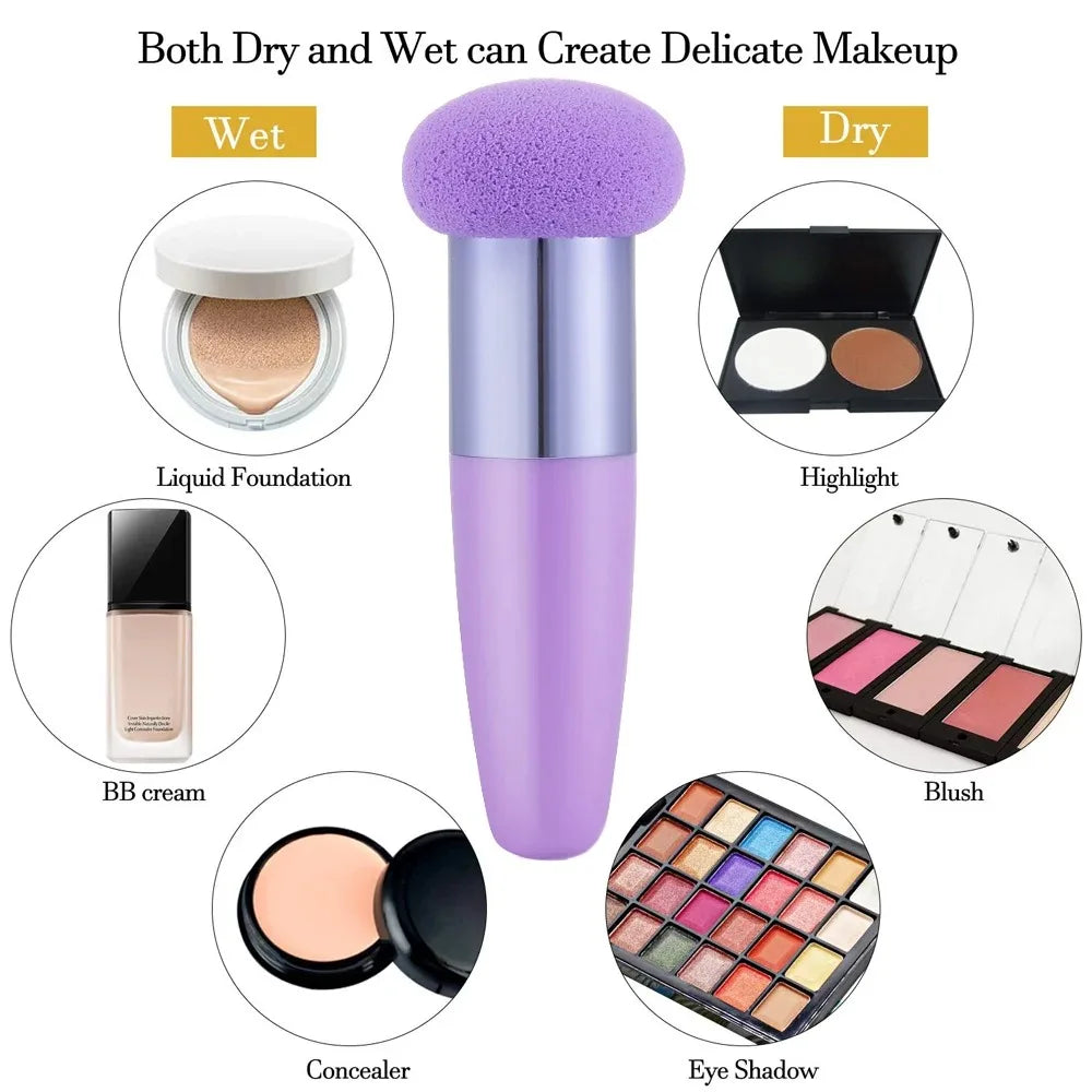 3-Piece Makeup Sponge Set with Handles - 3 Unique Shapes  with Plastic Handles for Flawless Foundation, Blending, and Detailing,