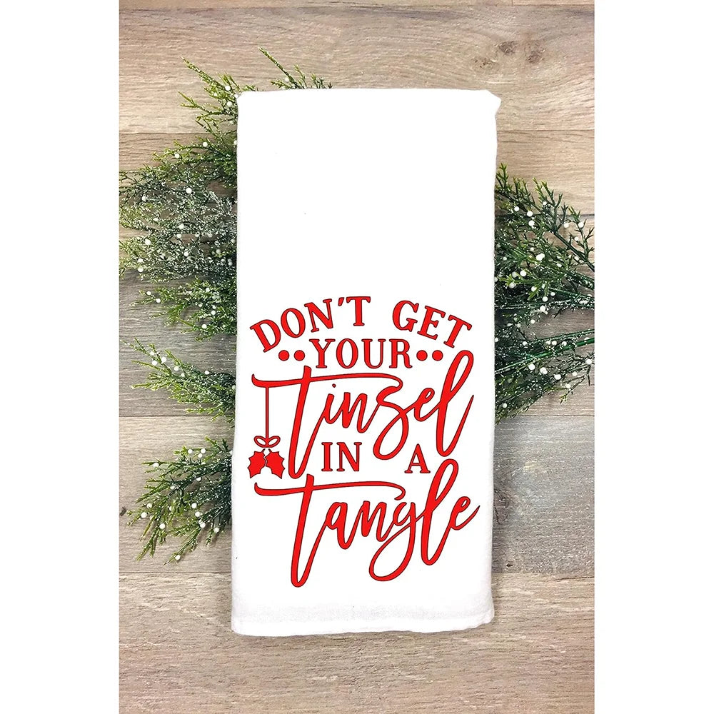 Christmas Kitchen Towel Christmas Dishwashing Hand Towel Seasons Greetings Housewarming Hostess Gift Christmas Winter Home Decor