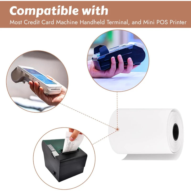 57x40mm Cash Register Thermal Paper 10 Rolls Compatible POS Credit Card Machine Catering Takeout Kitchen Queue Receipt Printing