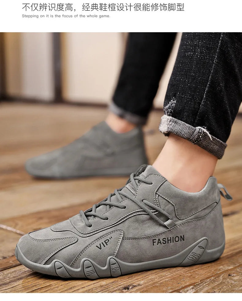 Men's Shoes New Fashion Breathable Non-slip Wear-resistant Outdoor Casual Mid-Top Lace-Up Sneakers