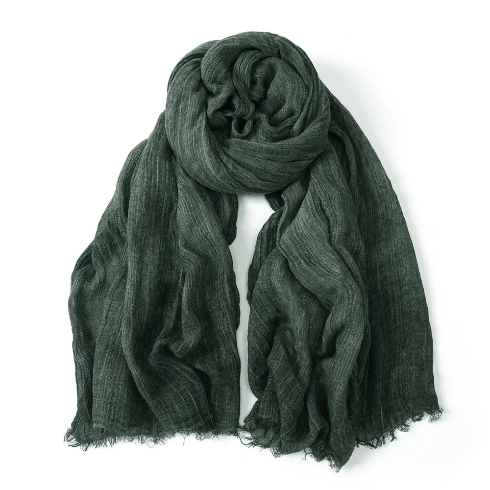 Cotton Linen Striped Men Scarves Autumn Winter Warm Neckerchief Pashmina Male Accessories Short Tassel Bufanda Shawl