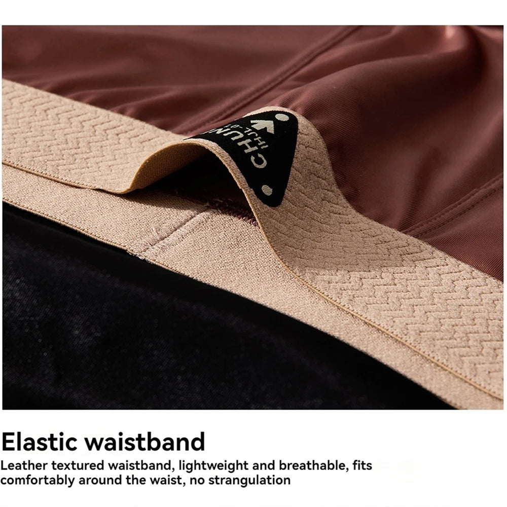 3PCS/Pack Luxury Ice Silk Satin-like Men's Underpants Double-layer Silk Crotch Panties Hygroscopic Breathable Underwear for Man