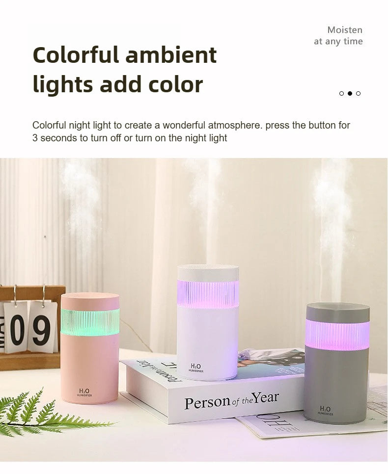 Mini 300ml Portable Air Humidifier USB Desktop Indoor Mute Air Atomization Humidifier Mist Maker Lights for Car Home Bedroom