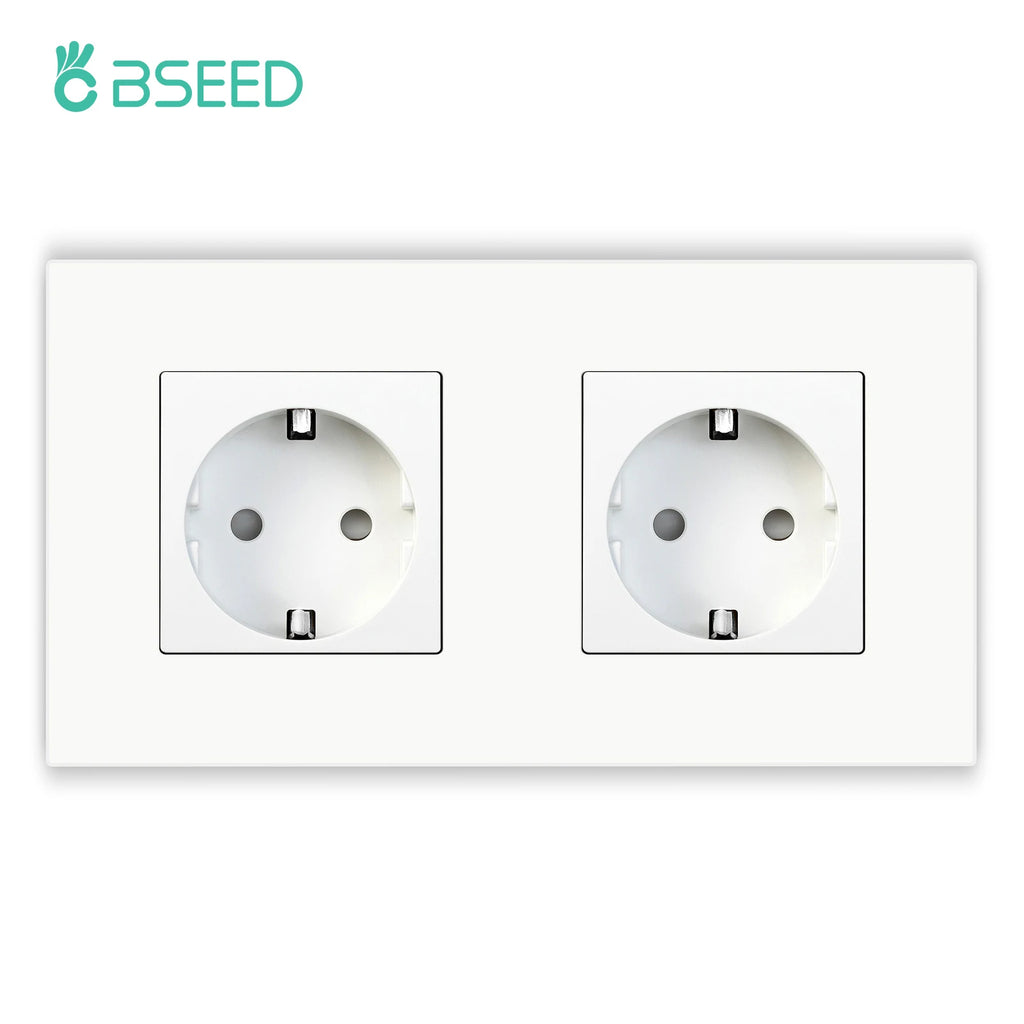 BSEED EU Wall Sockets Type-C USB Power Sockets Double Electric Sockets Triple Outlets Plastic Frame Germany Socket With Dual USB
