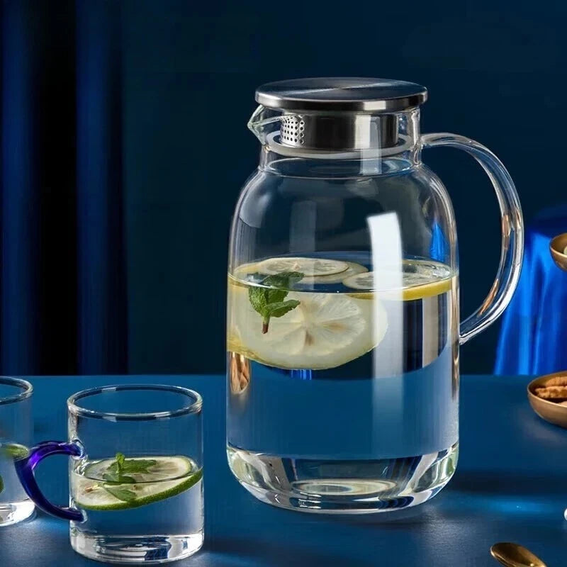 COOKER KinG 1.8/2.5L Glass Water Kettle High Borosilicate Glass Summer Cold Water Jug Heat-Resistant Explosion-Proof Office Use