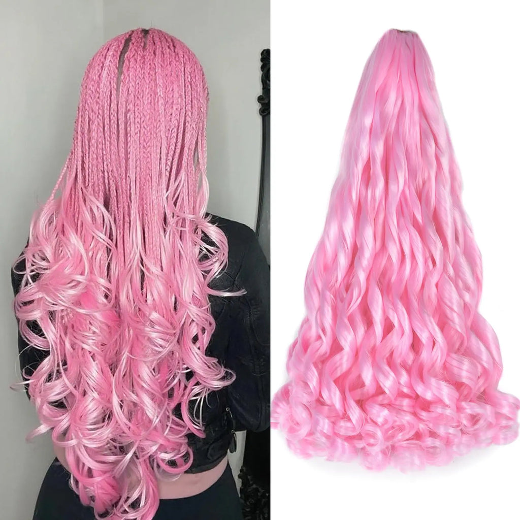French Curl Braiding Hair 22 Inch Curly Braiding Hair Pre Stretched Bouncy Crochet Hair Loose Wavy Synthetic Hair Extensions